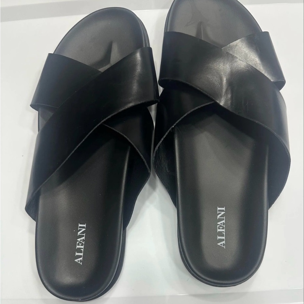 Alfani Mens Black Slide Sandals
